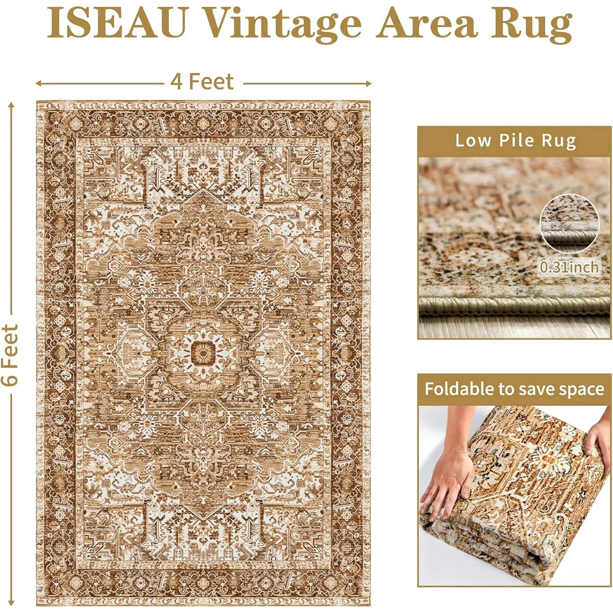 NOAHAS Faux Cashmere Vintage Printed, Low Pile Area Rugs