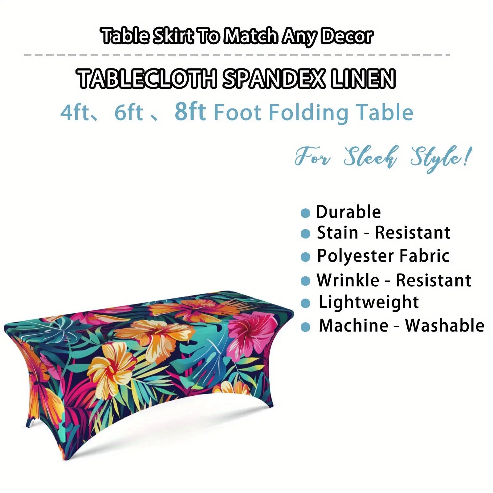 Vibrant Tropical Print Tablecloth - Wrinkle & Stain Resistant