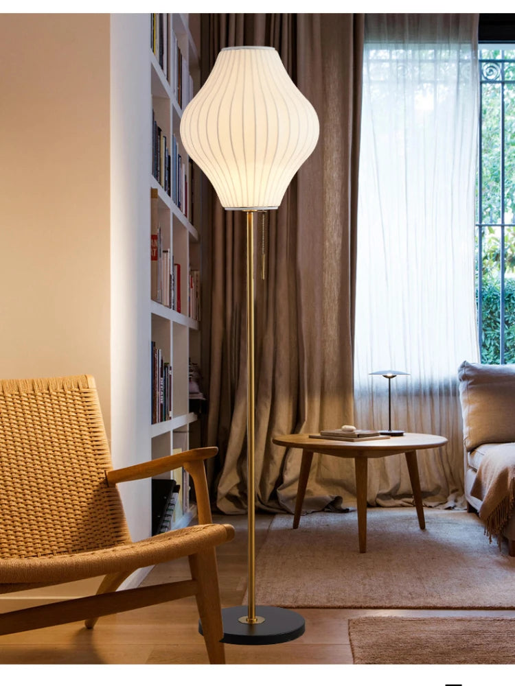 Japanese Minimalist  Floor Lights with Silk Shade