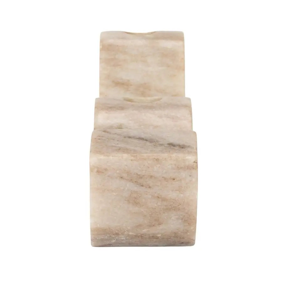 Marble Wave Double Taper Candle Holder, Beige