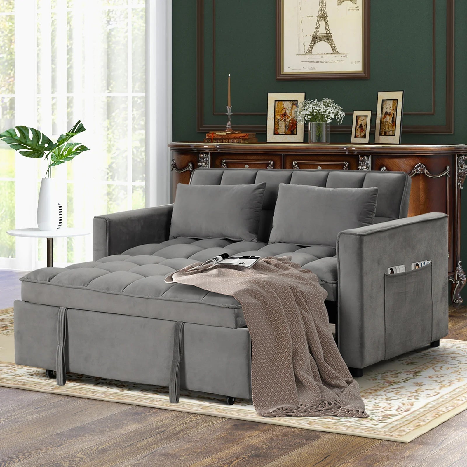 EBELLO 3-In-1 Multifunctional Modern Sofa Bed with Pillows
