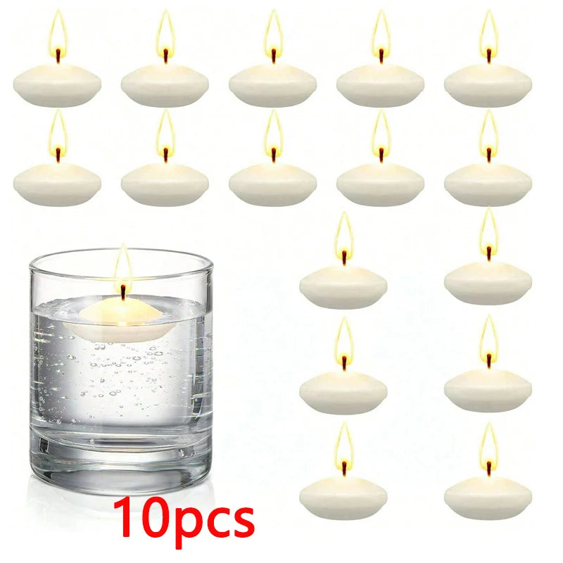 6/10/16Pcs Unscented  Floating Discs Candles