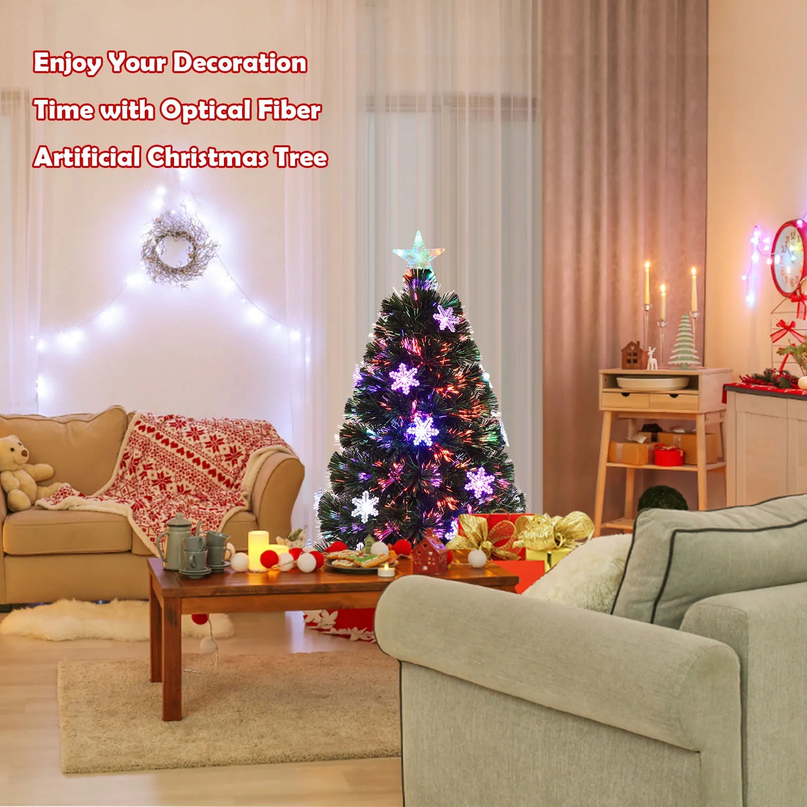 3/ 4/ 5/ 6 FT Fiber Optic Artificial Pre-Lit Christmas Tree