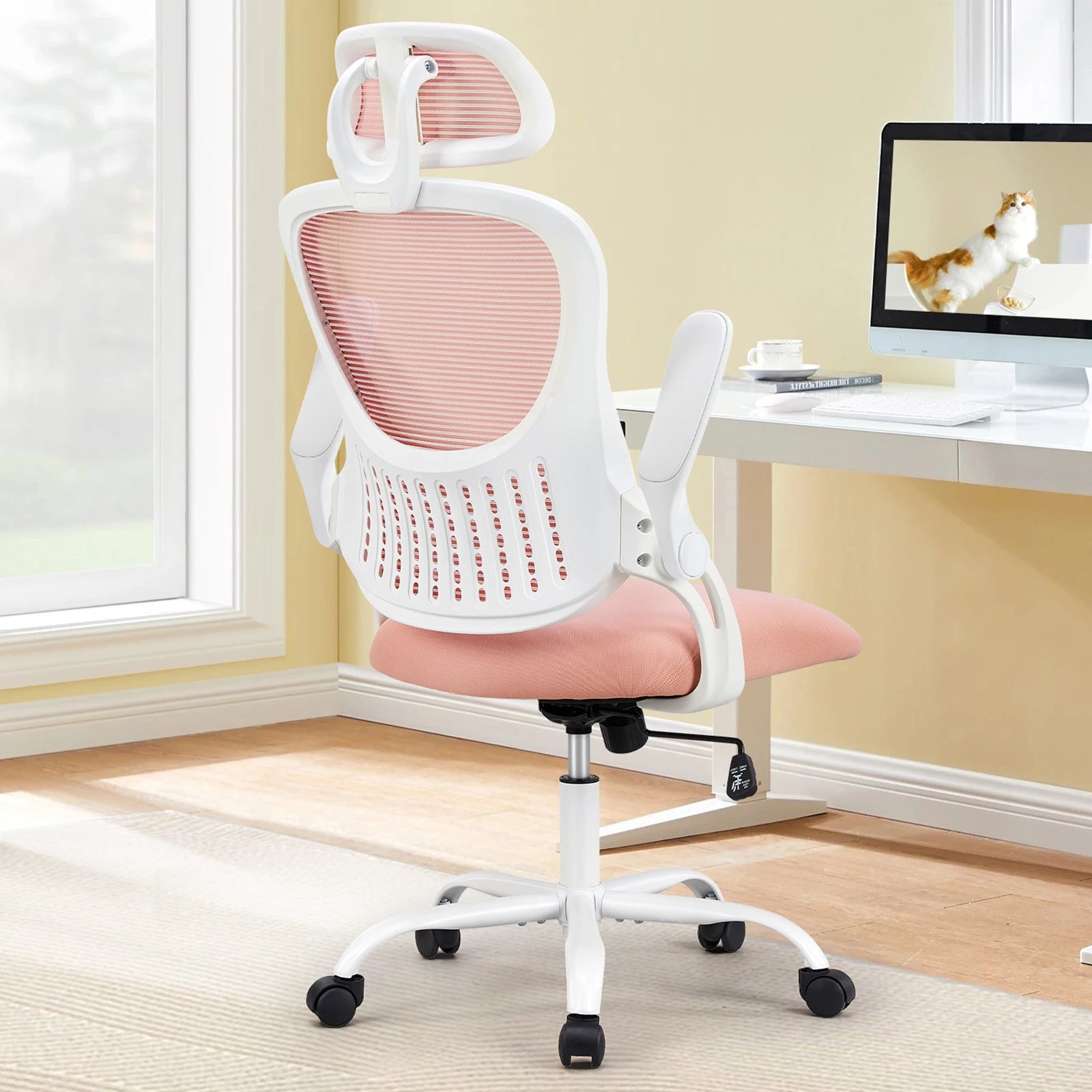 JHK Mesh Ergonomic Office Computer Desk Chair with Flip-up Arms & Adjustable Headrests