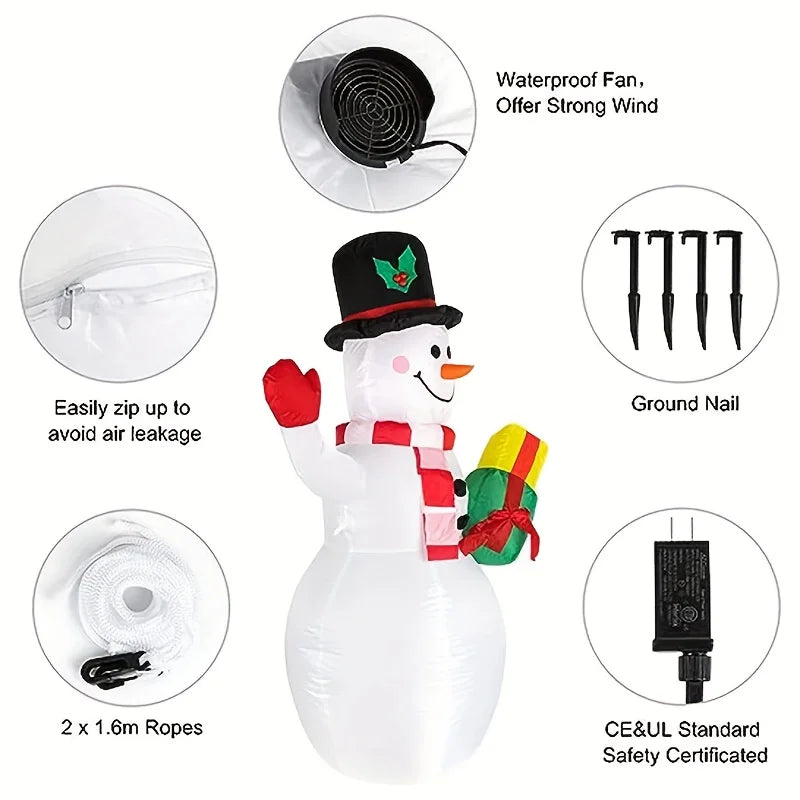 5FT Christmas Inflatable Snowman Built-in LED Light
