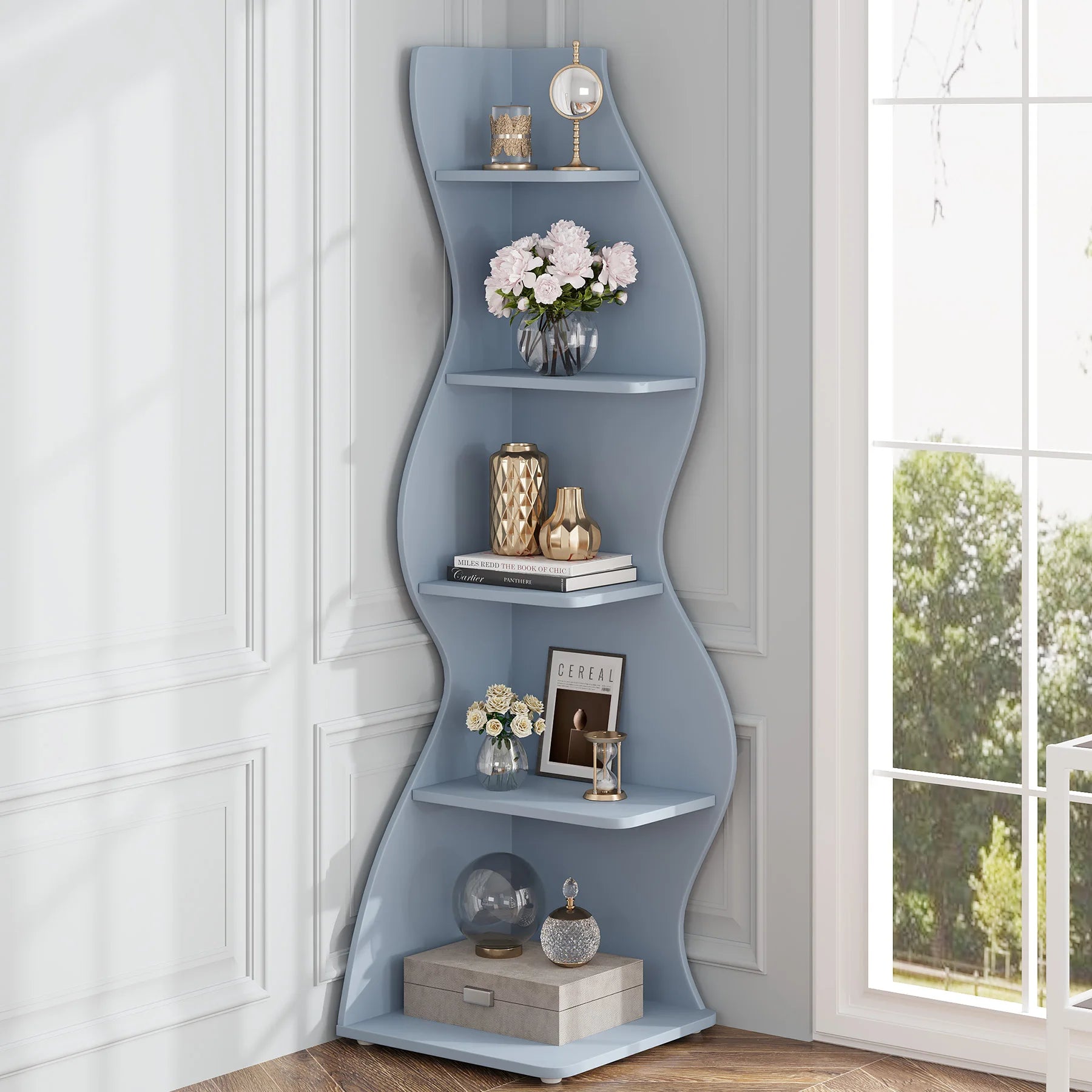 Tribesigns  5-Tier Corner Wall Bookshelf