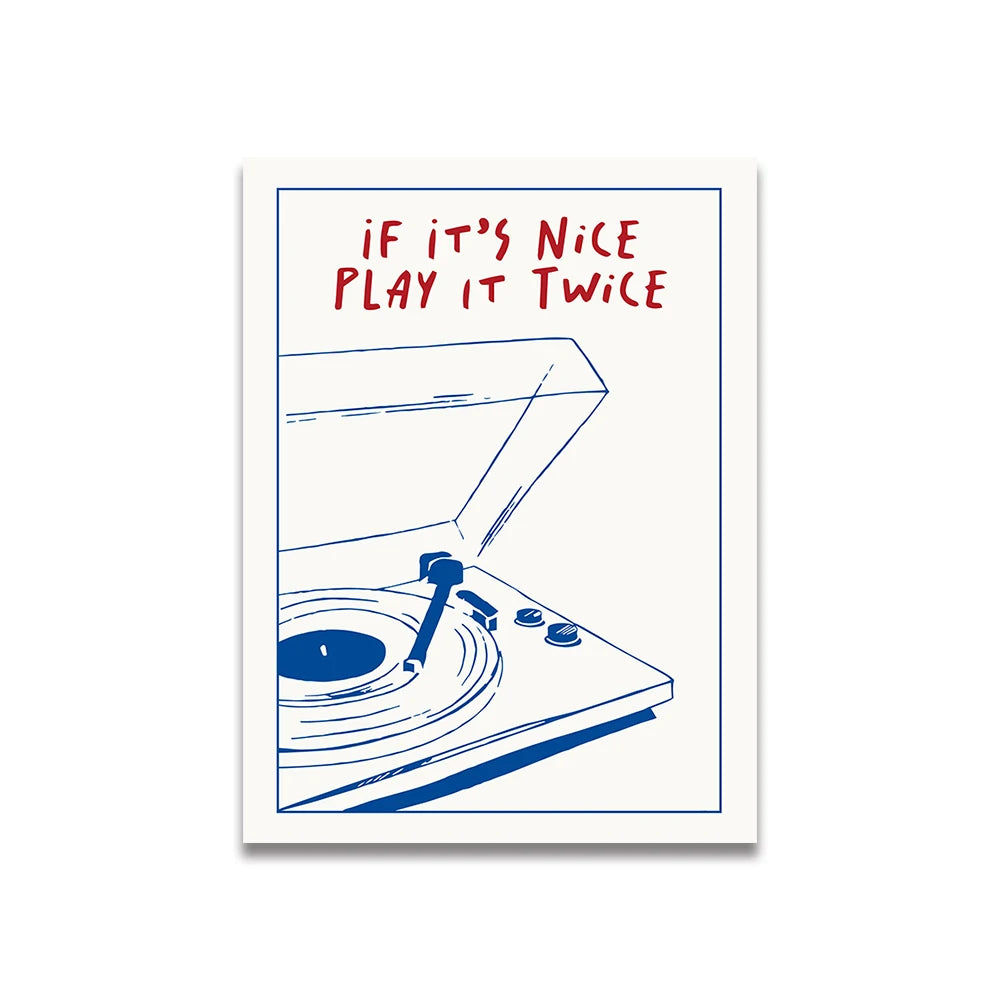 Simplicity Vintage Pink Cartoon Print Canvas Wall Art