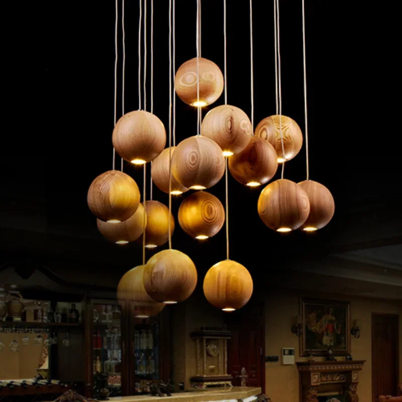Designer's Solid Wood Pendant LED Hanging Lamp