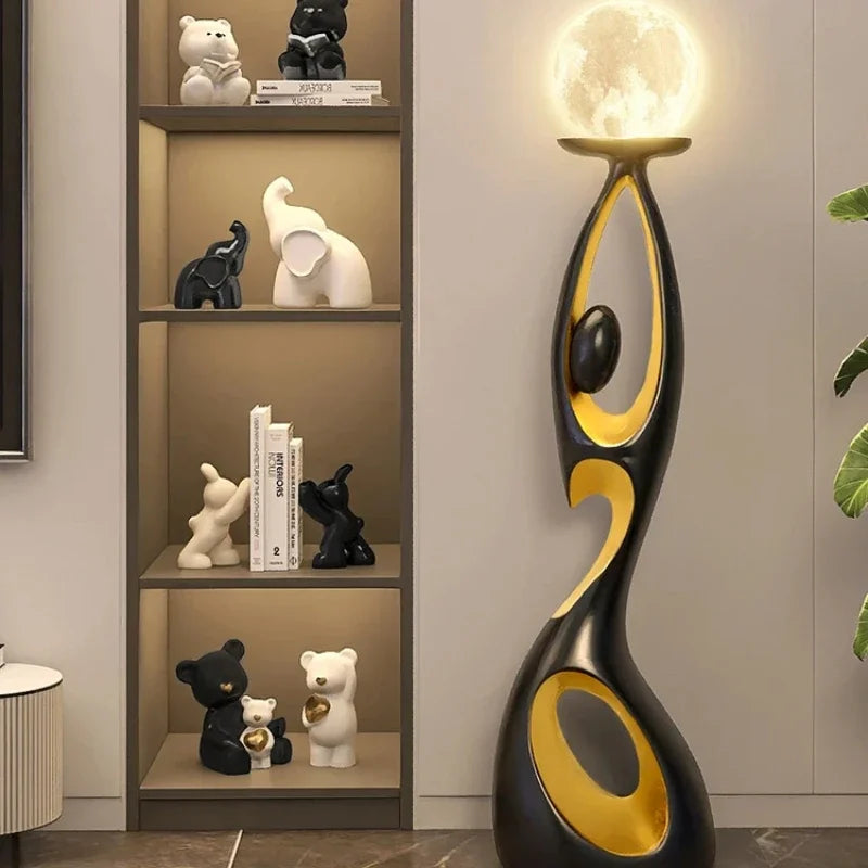Luxury Art Light , Night Glow Resin Sculpture LED Floor Lamp