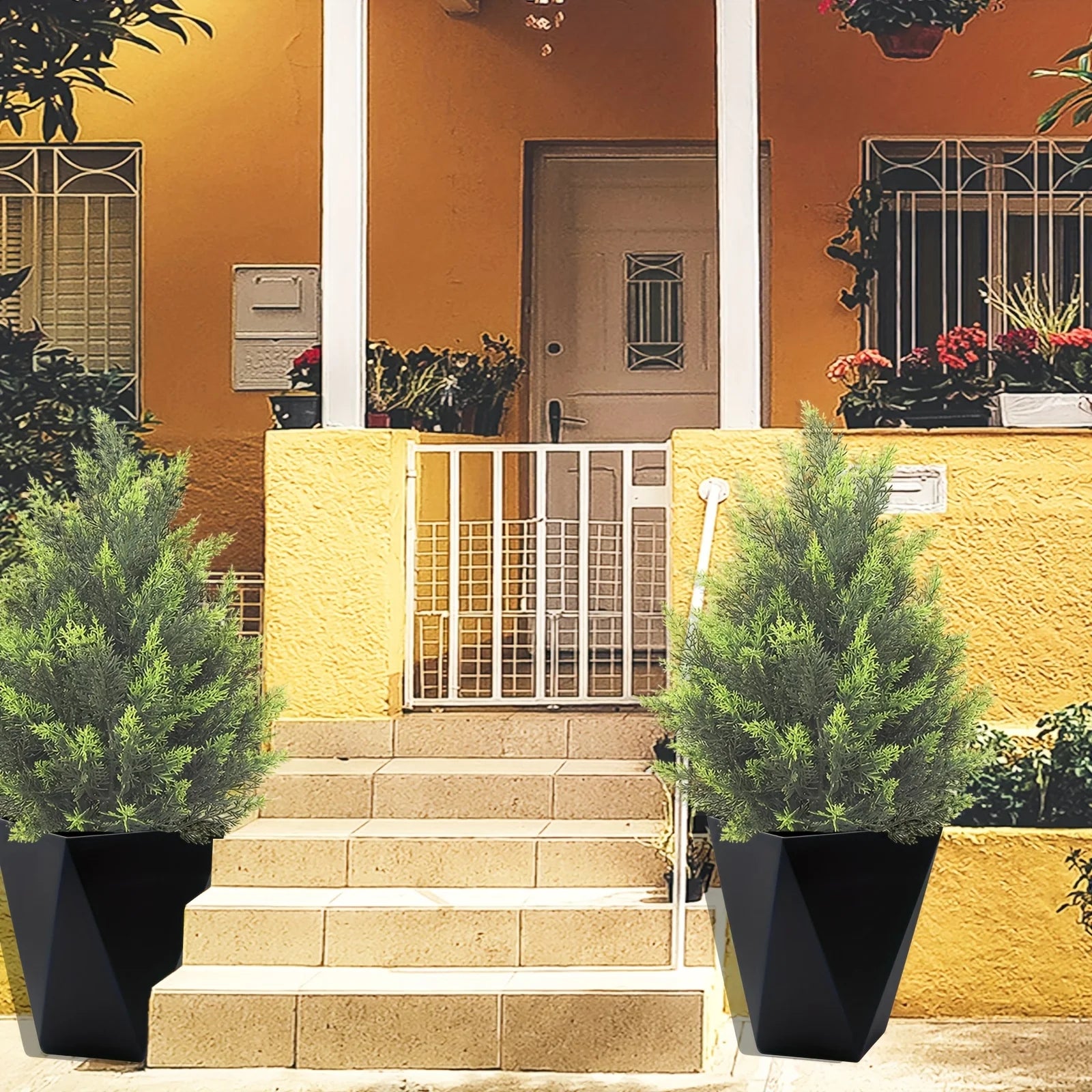 2Pcs Faux Cedar Christmas Tree 59" - UV Rated Artificial Decor