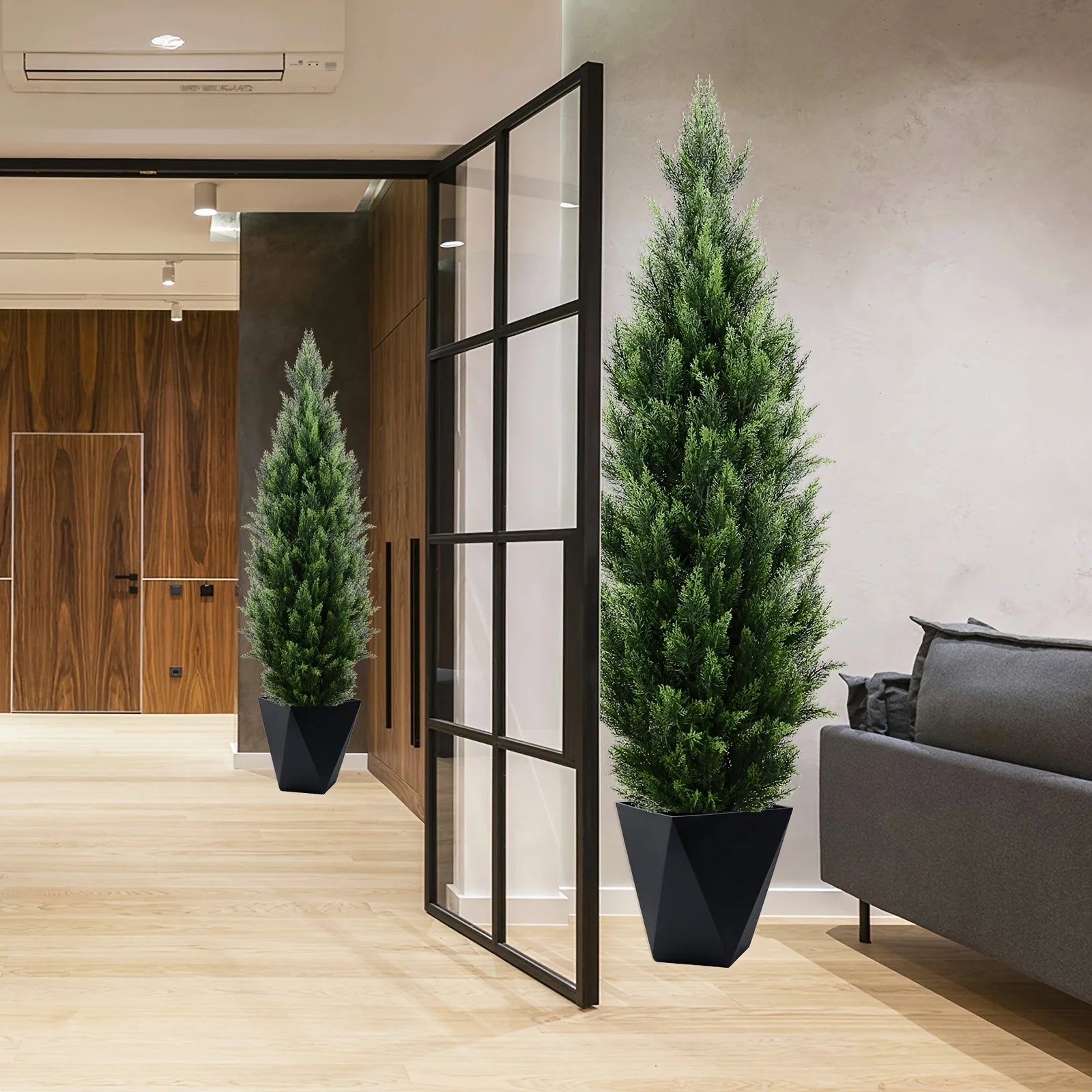 2Pcs Faux Cedar Christmas Tree 59" - UV Rated Artificial Decor