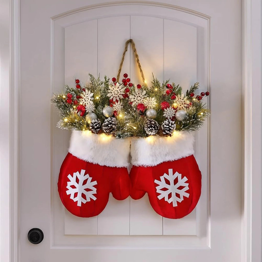 2025 Christmas Garland Creative Glove Shaped Flower Wreath