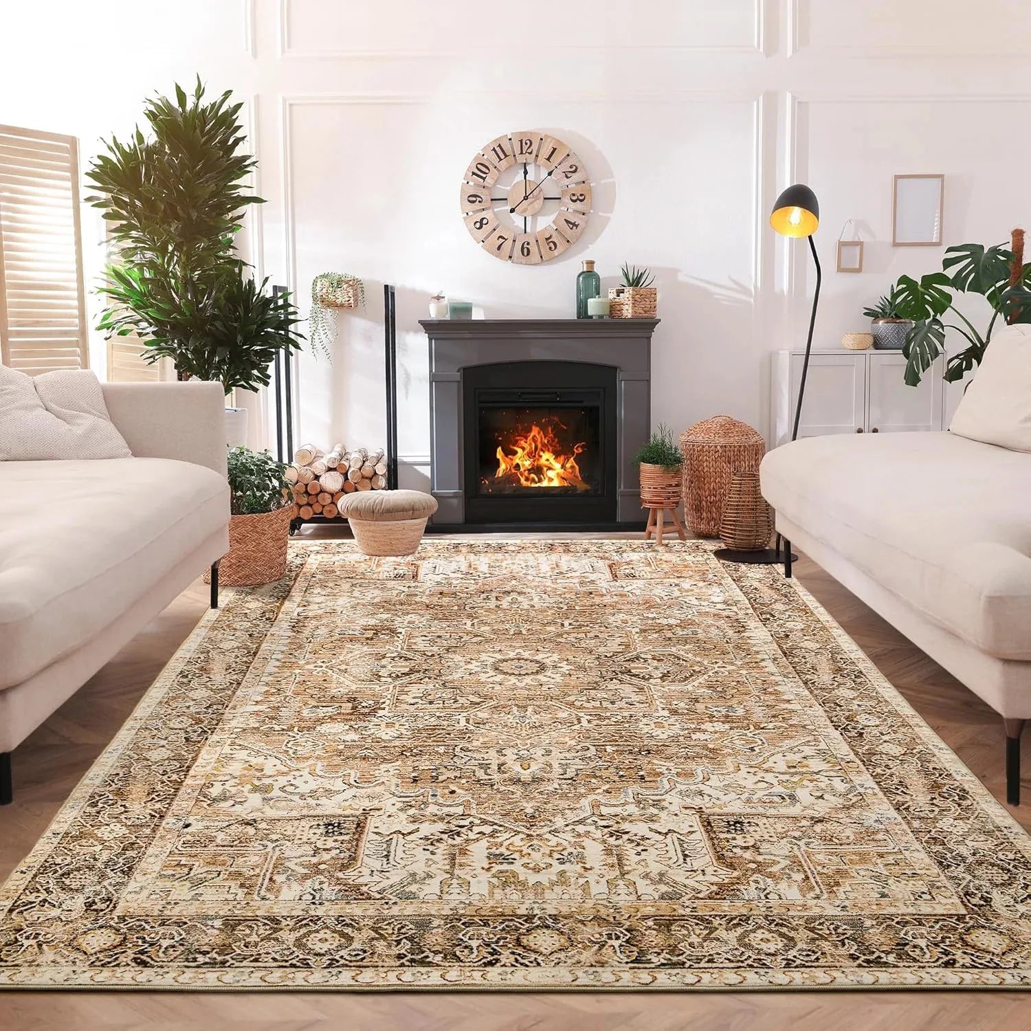 NOAHAS Faux Cashmere Vintage Printed, Low Pile Area Rugs