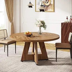 47 Inch Rustic Round Dinner Table for 4