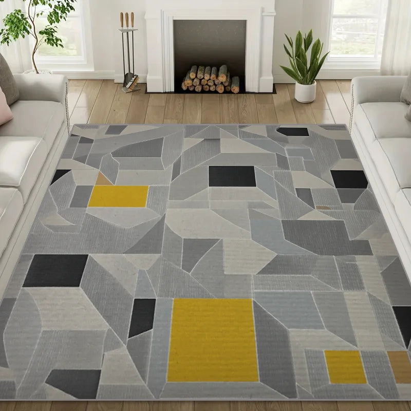Nordic Minimalist Geometric Color Block Carpet - Anti-Slip Mat Easy to Clean And Maintain