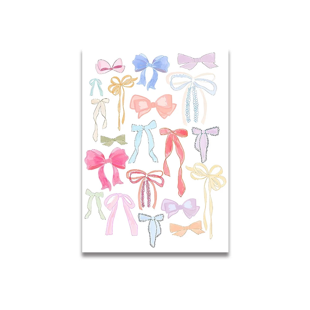 Simplicity Vintage Pink Cartoon Print Canvas Wall Art
