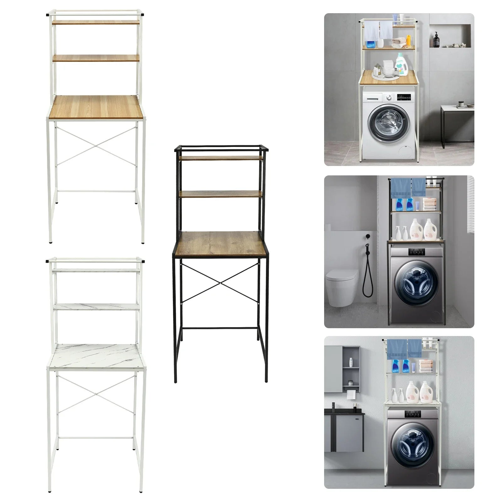 3-Tier, Space-Saving, Standing Washer and Dryer Storage Shelf