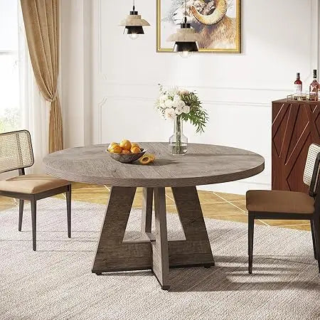 47 Inch Rustic Round Dinner Table for 4