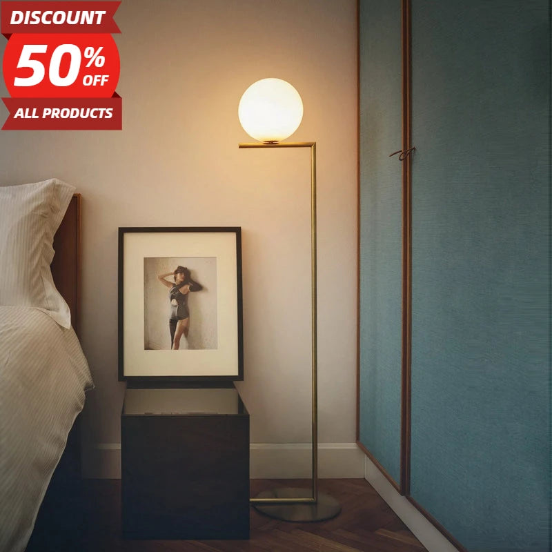 Nordic Glass and Gold Floor Lamp Ball Light