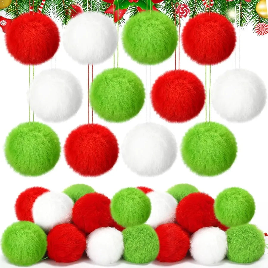 Gejoy 12 Pcs Ball Ornaments for Xmas Tree Red Green White Christmas Hanging Decorations