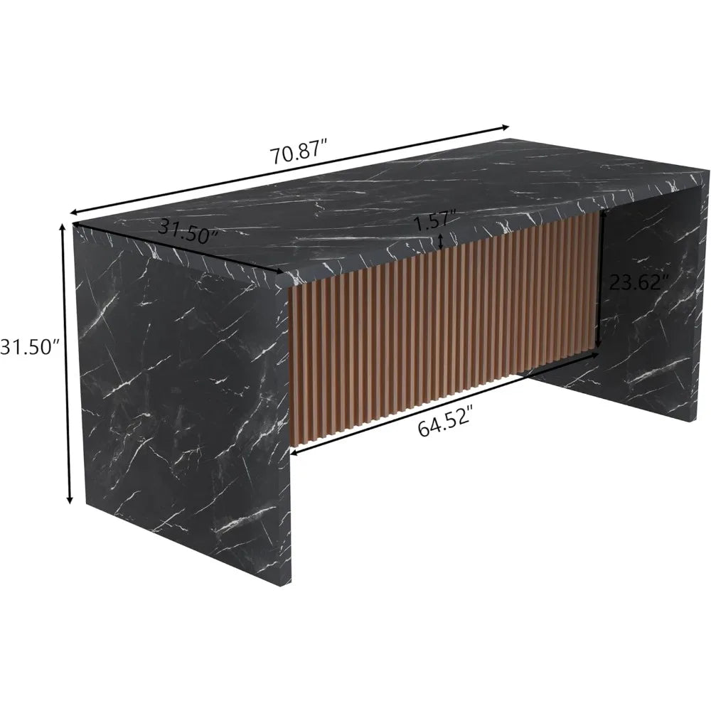 71" Large Dining Table for 4-6 People, Island Table with LED Lights