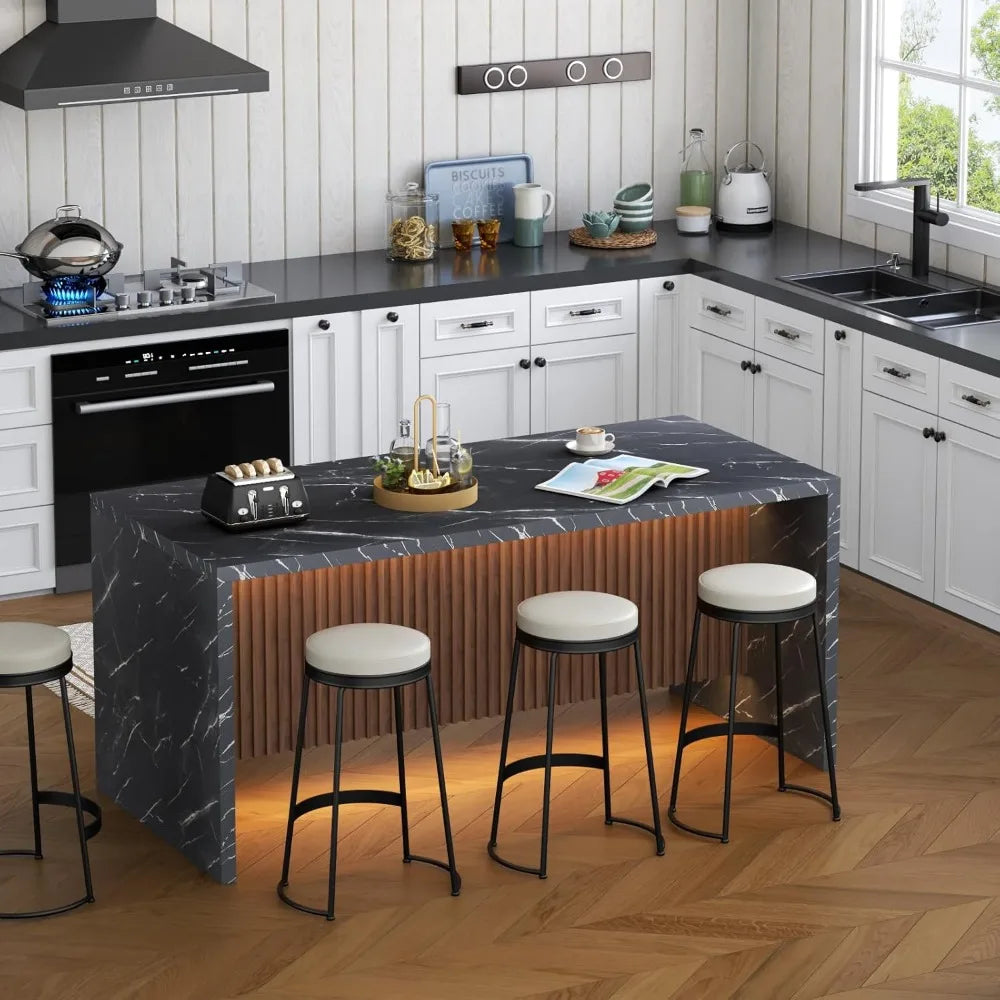 71" Large Dining Table for 4-6 People, Island Table with LED Lights