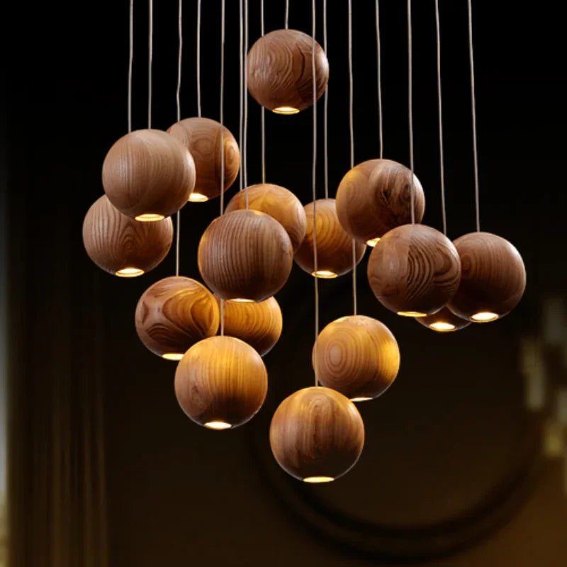 Designer's Solid Wood Pendant LED Hanging Lamp