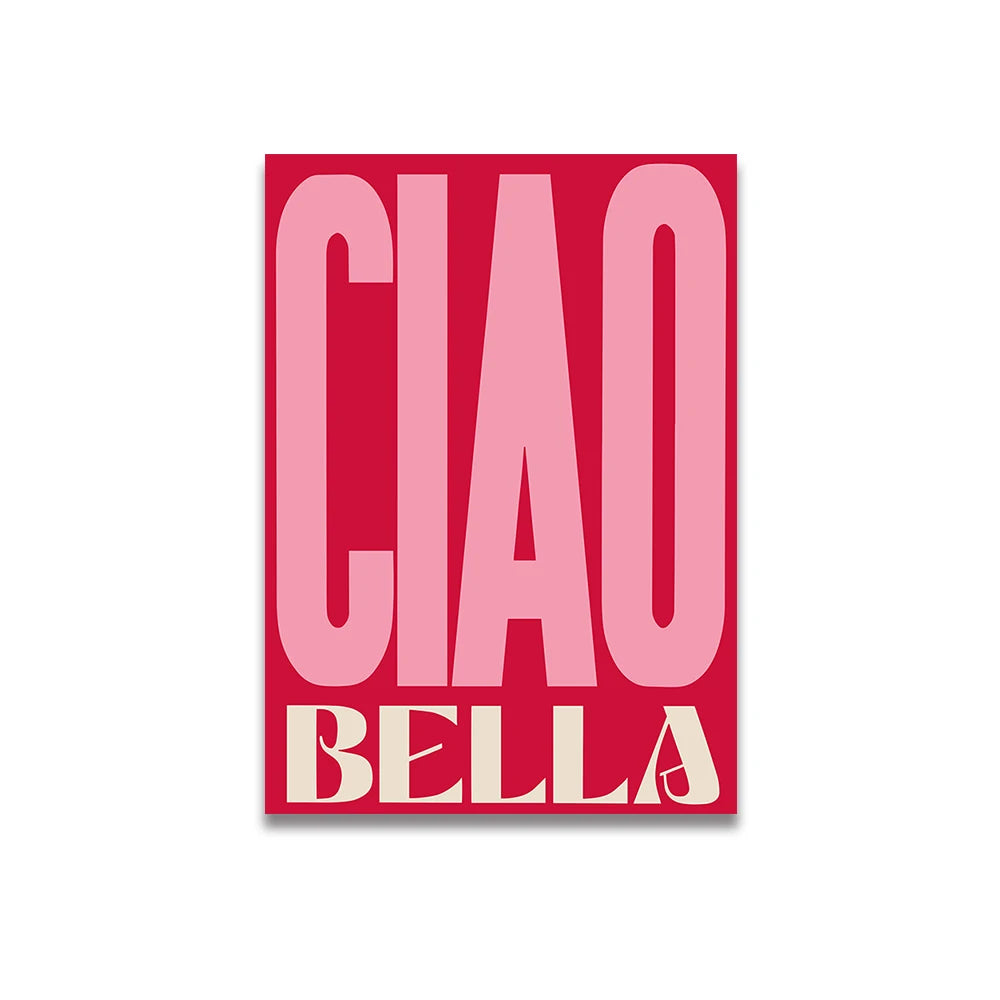 Simplicity Vintage Pink Cartoon Print Canvas Wall Art