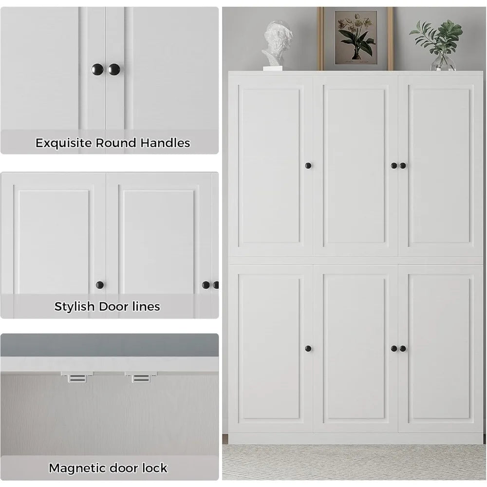 Kitchen Pantry Storage Cabinet 47.2" W x 69" H, 6 Doors