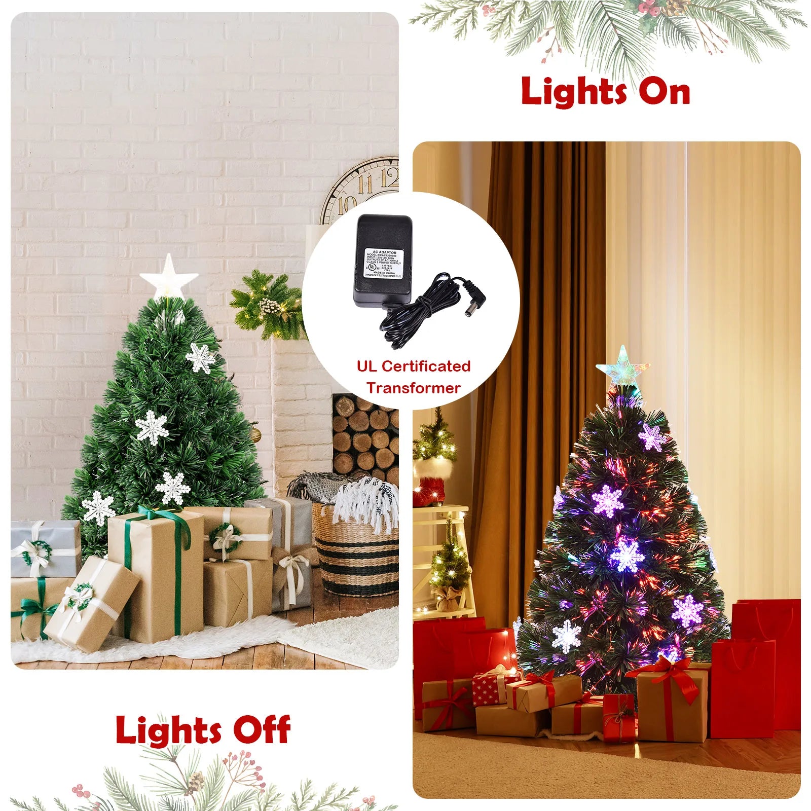 3/ 4/ 5/ 6 FT Fiber Optic Artificial Pre-Lit Christmas Tree