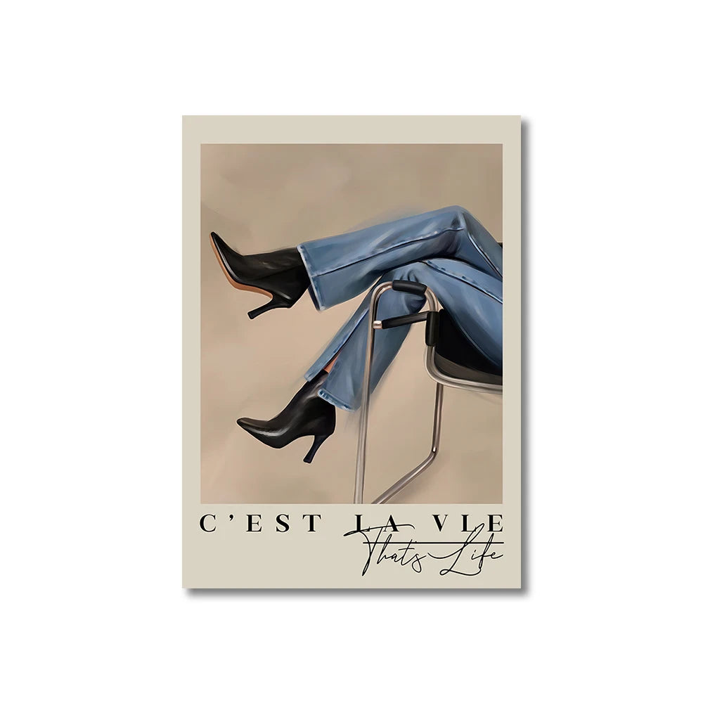 Simplicity Vintage Pink Cartoon Print Canvas Wall Art