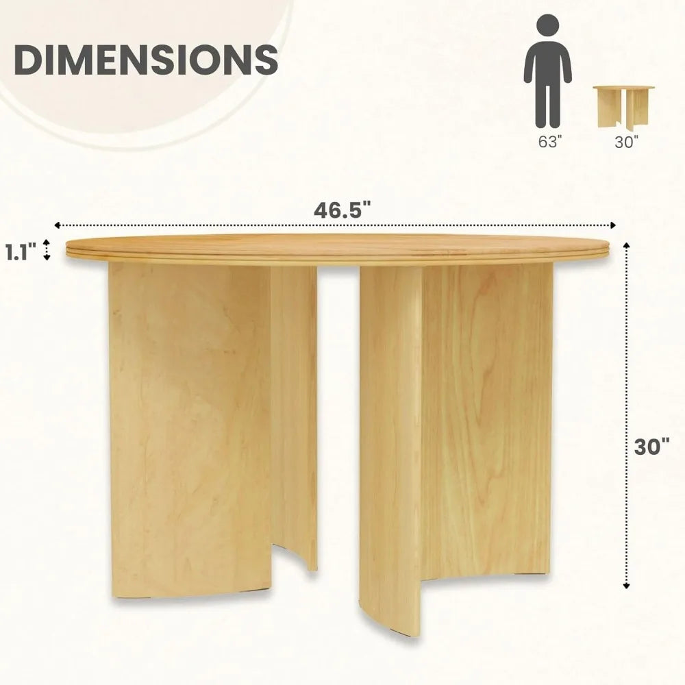 Modern Round Solid Wood Dining Table for 4-6 People