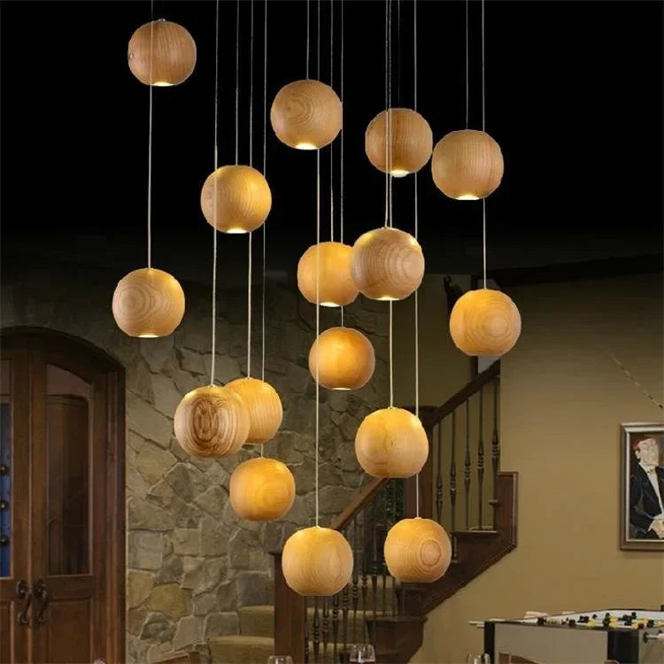 Designer's Solid Wood Pendant LED Hanging Lamp