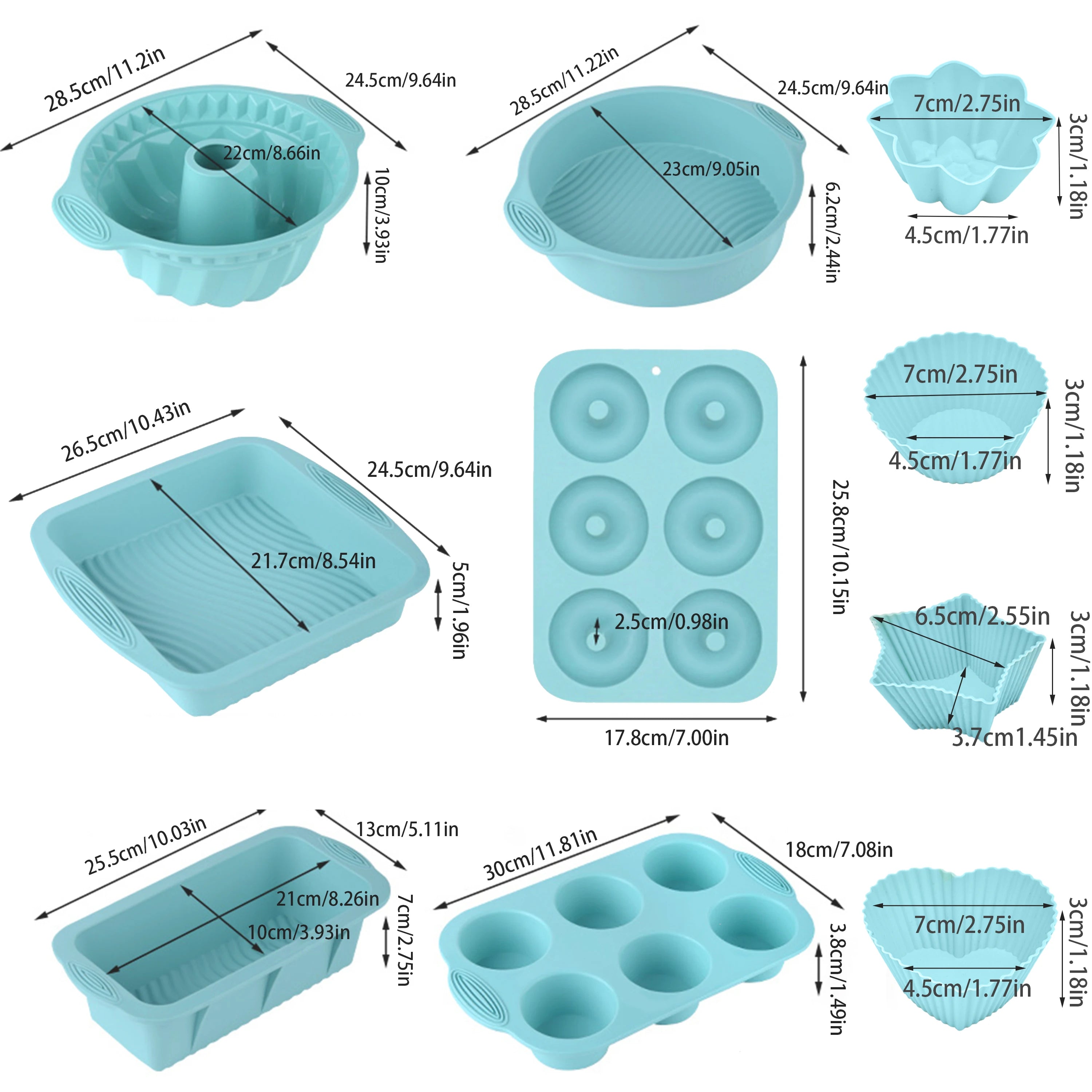 30Pcs Reusable Silicone Baking Molds for Muffins Cupcakes Chocolate