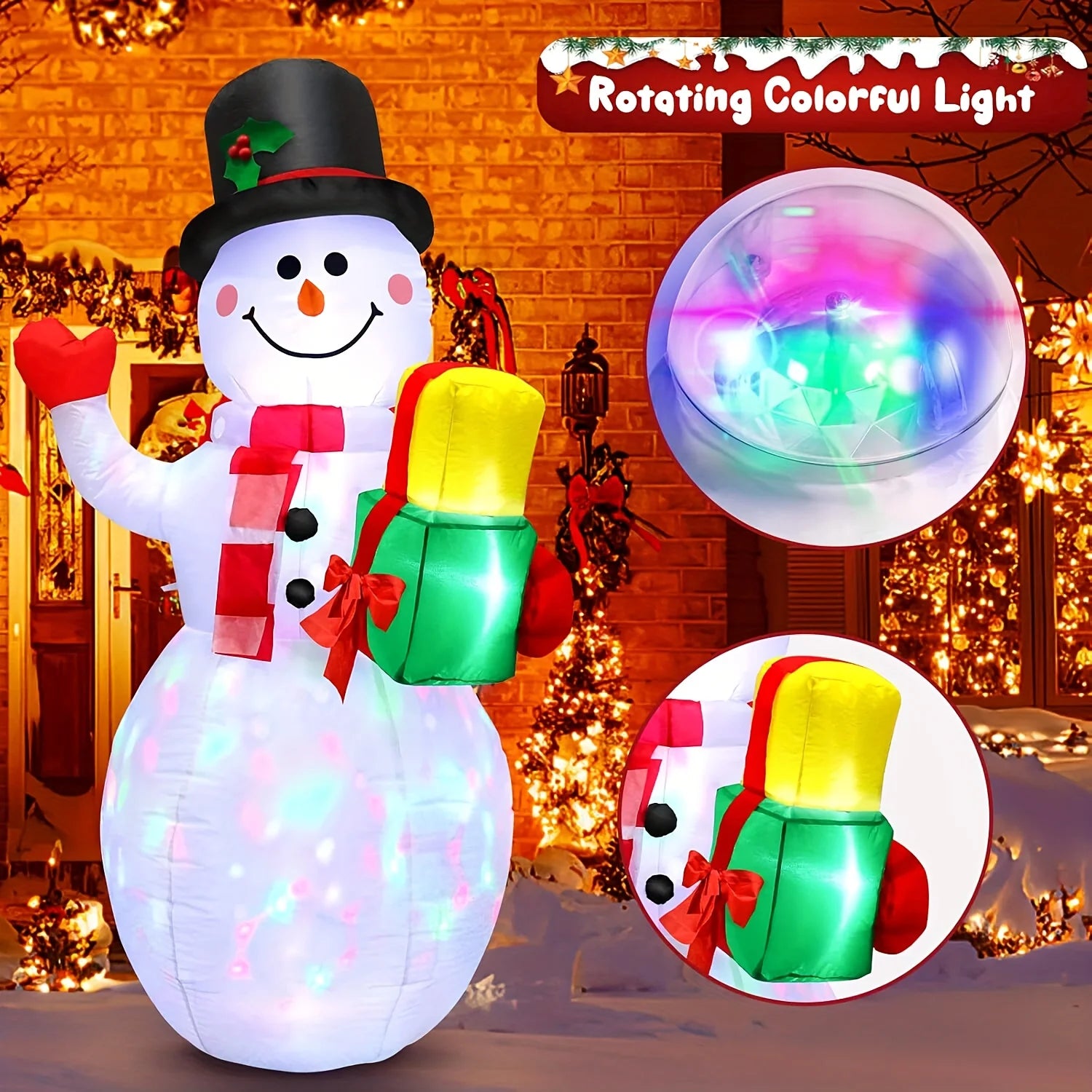5FT Christmas Inflatable Snowman Built-in LED Light