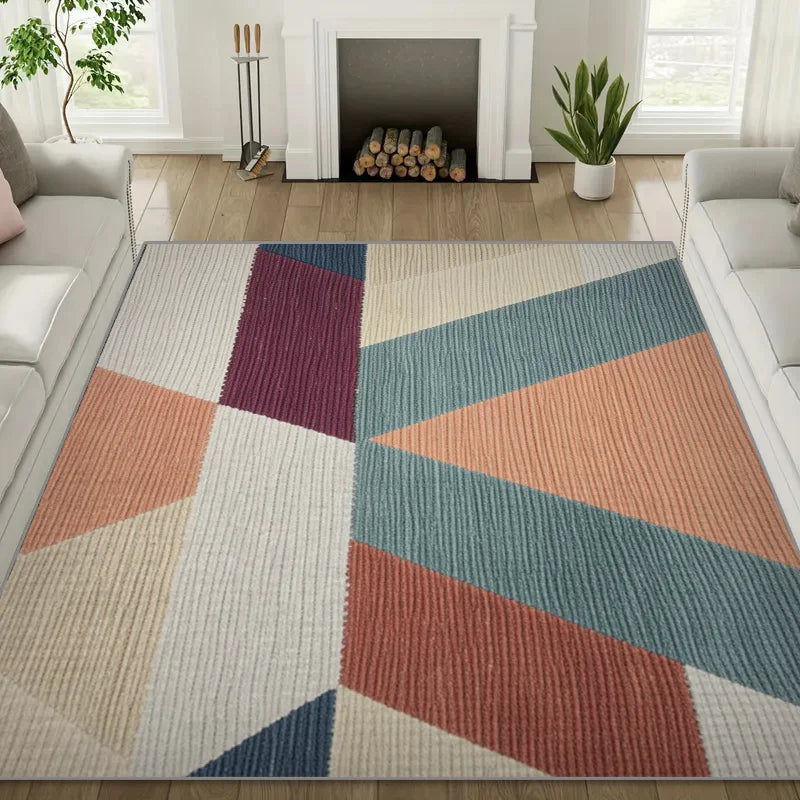 Nordic Minimalist Geometric Color Block Carpet - Anti-Slip Mat Easy to Clean And Maintain