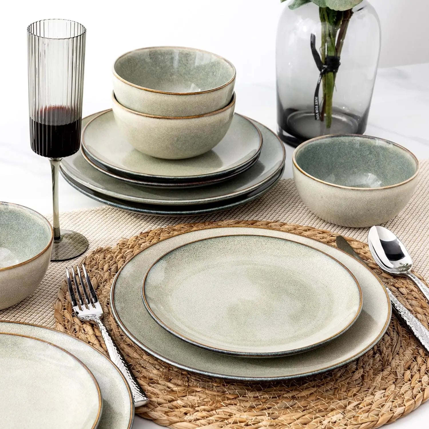 Ceramic Handpainted Dinnerware Sets for 6, Scratch Resistant