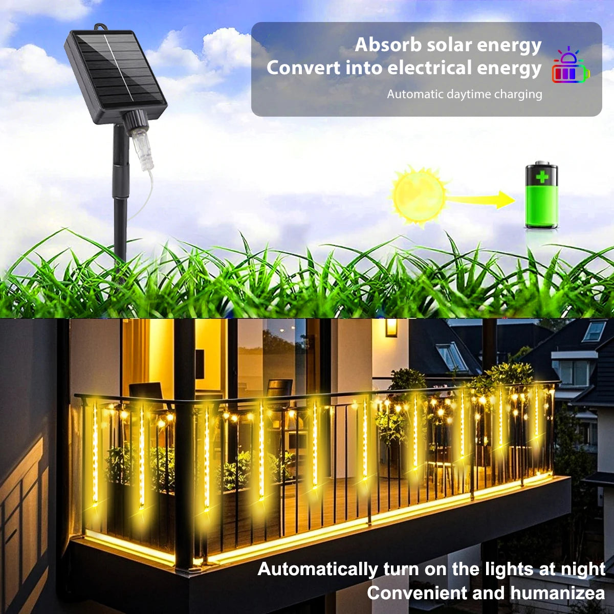 Solar Meteor Star Outdoor Fairy String Lights