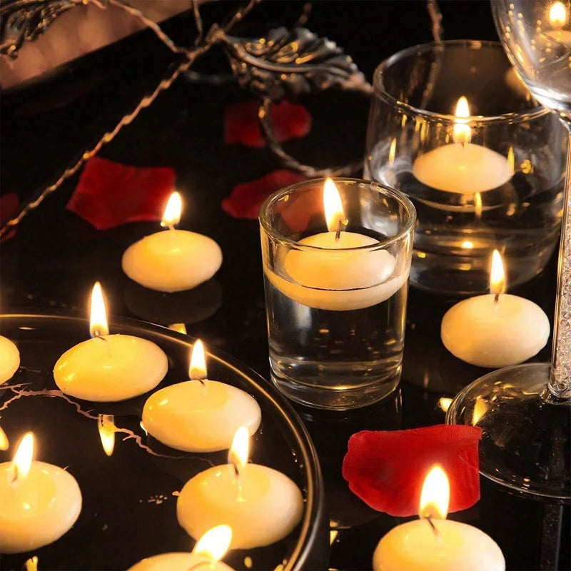 6/10/16Pcs Unscented Floating Discs Candles