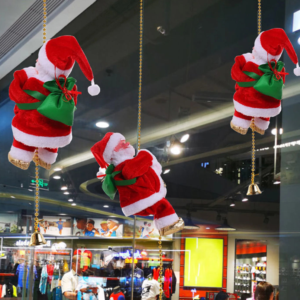 Animated Climbing Santa Claus on Rope with Music Christmas Ornament