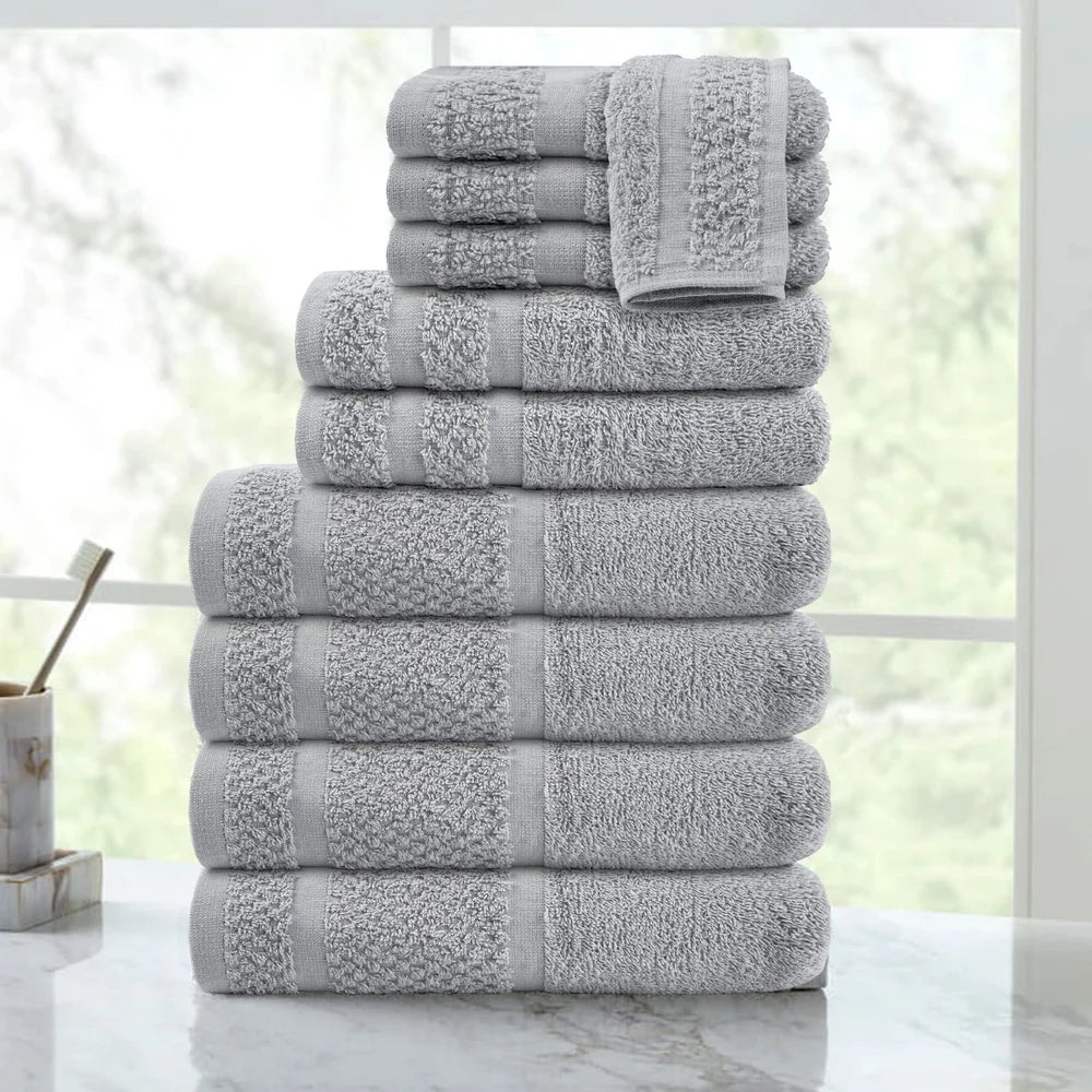 10 Piece Soft Absorbent Cotton Quick Dry Bath Towels