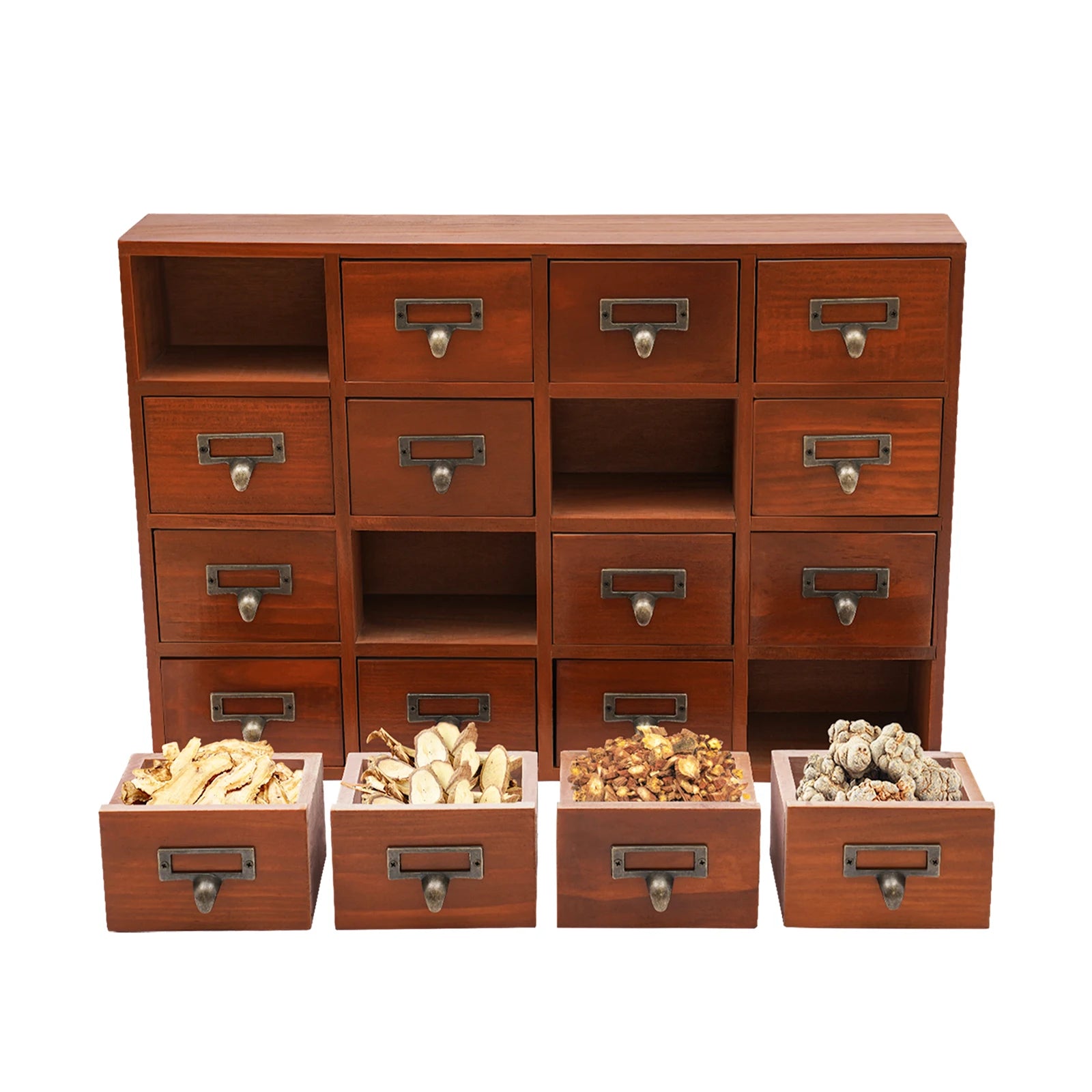 Wooden Vintage Apothecary Cabinet with 16 Drawers, Home Office & Dresser Organization and Storage