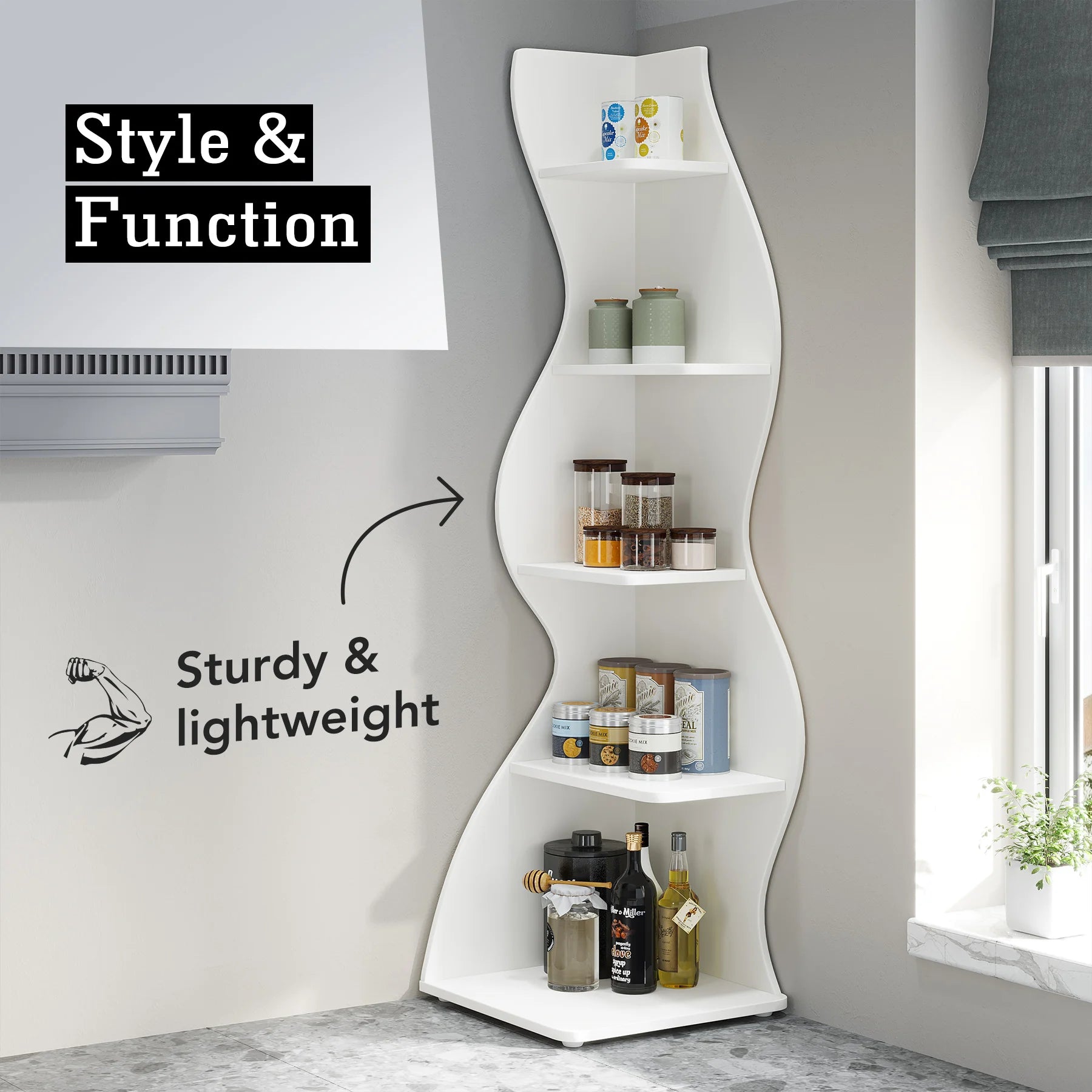 Tribesigns  5-Tier Corner Wall Bookshelf