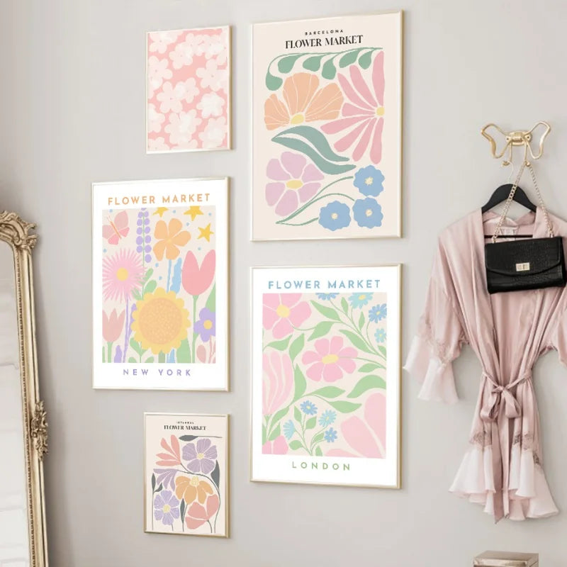 Colorful Flower Market  Canvas Painting