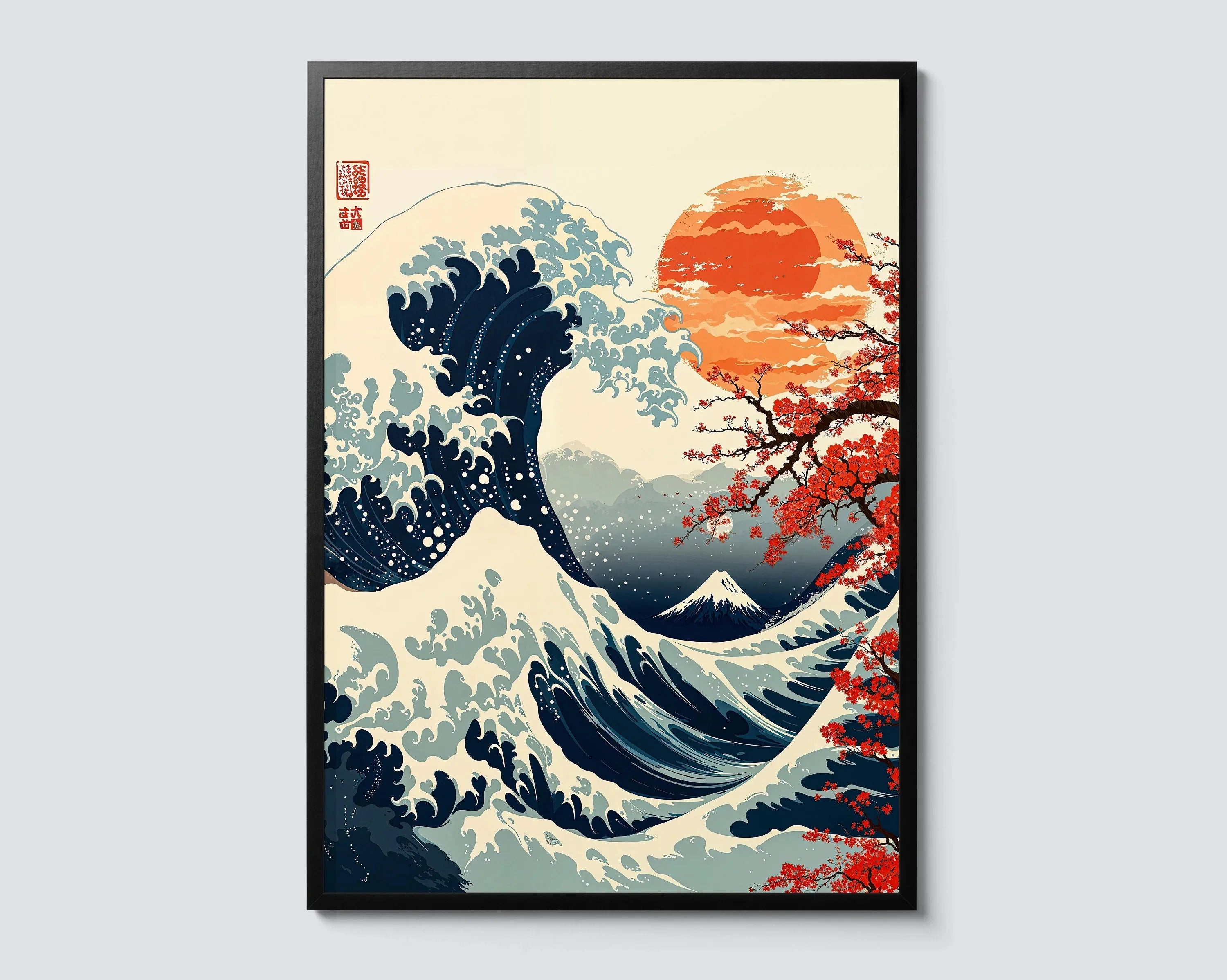 Japanese Wall Art Mount Fuji Sunrise Hokusai Giant Wave Canvas Print