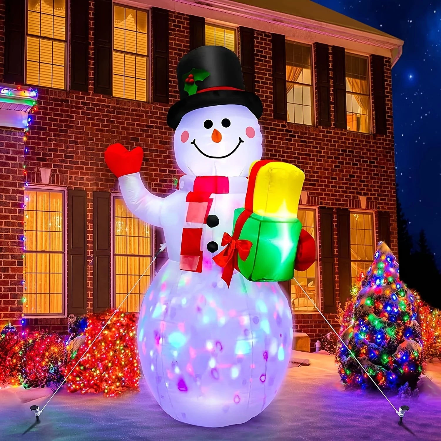 5FT Christmas Inflatable Snowman Built-in LED Light