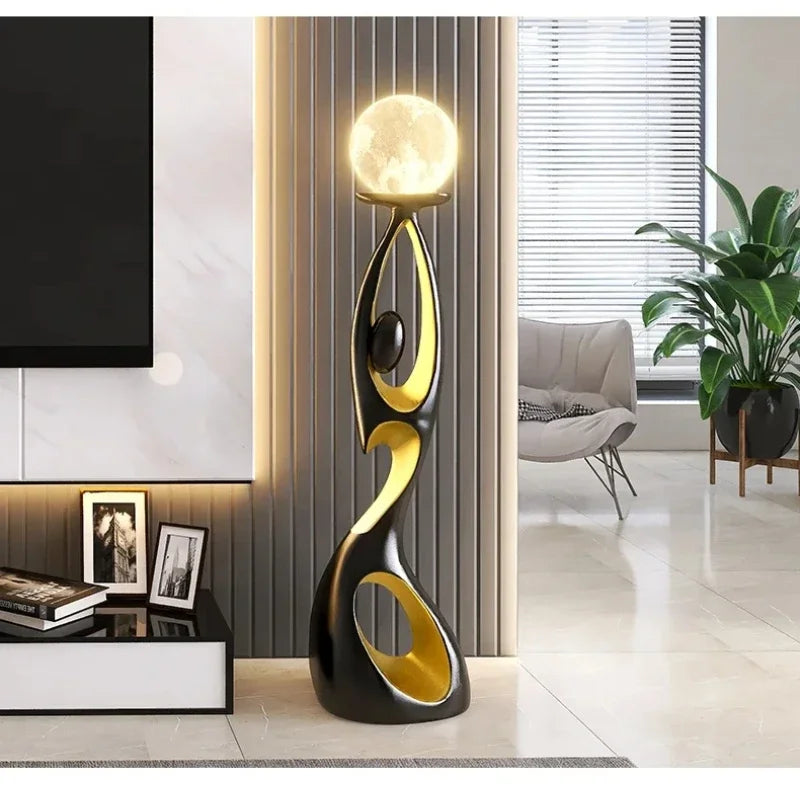 Luxury Art Light , Night Glow Resin Sculpture LED Floor Lamp