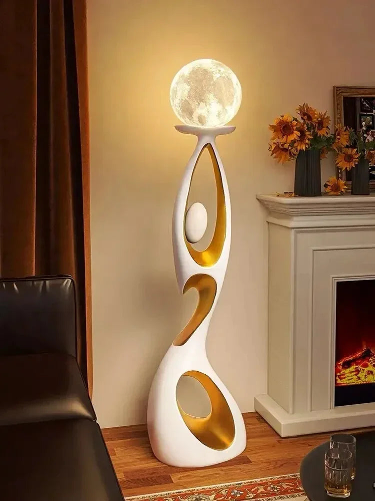 Luxury Art Light , Night Glow Resin Sculpture LED Floor Lamp