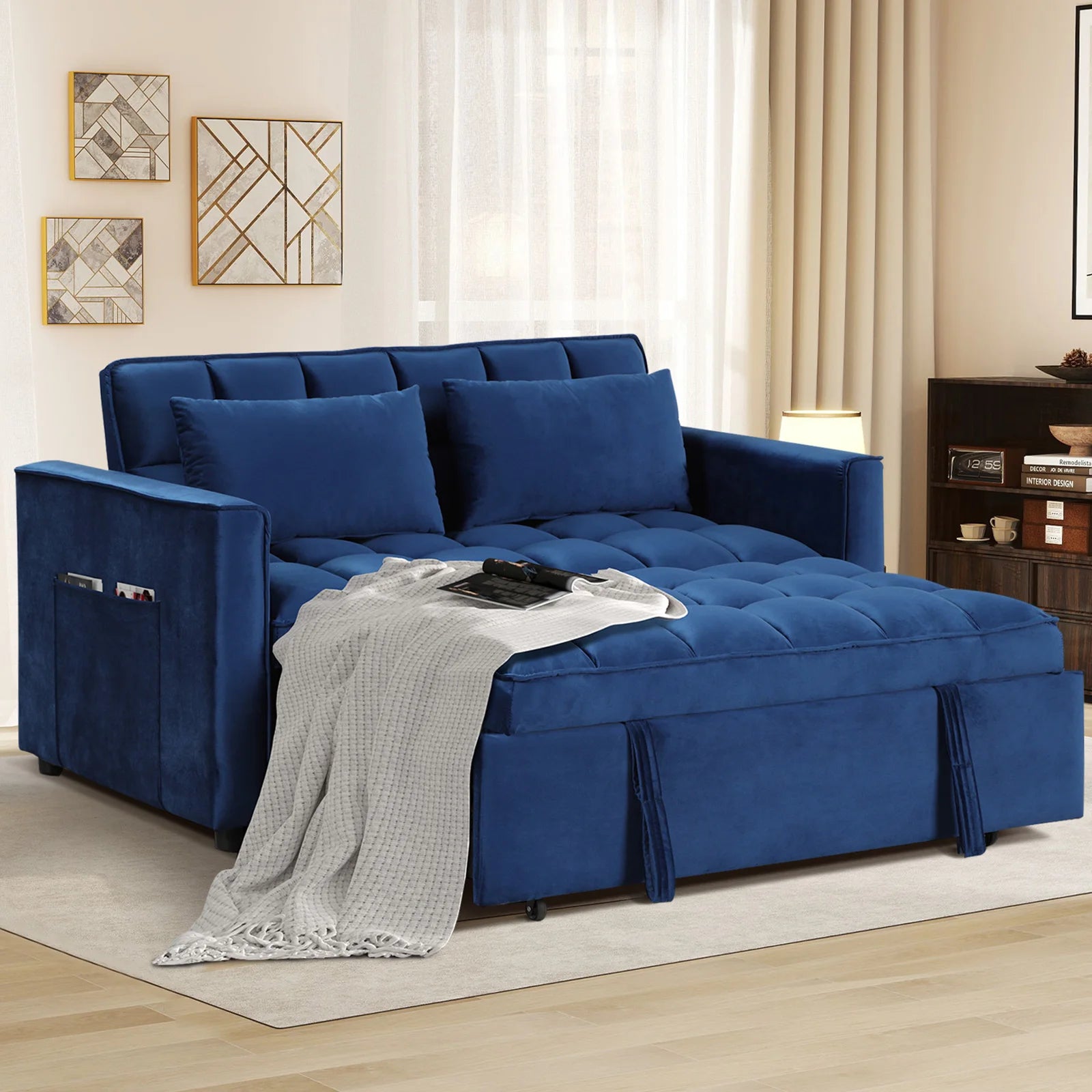 EBELLO 3-In-1 Multifunctional Modern Sofa Bed with Pillows