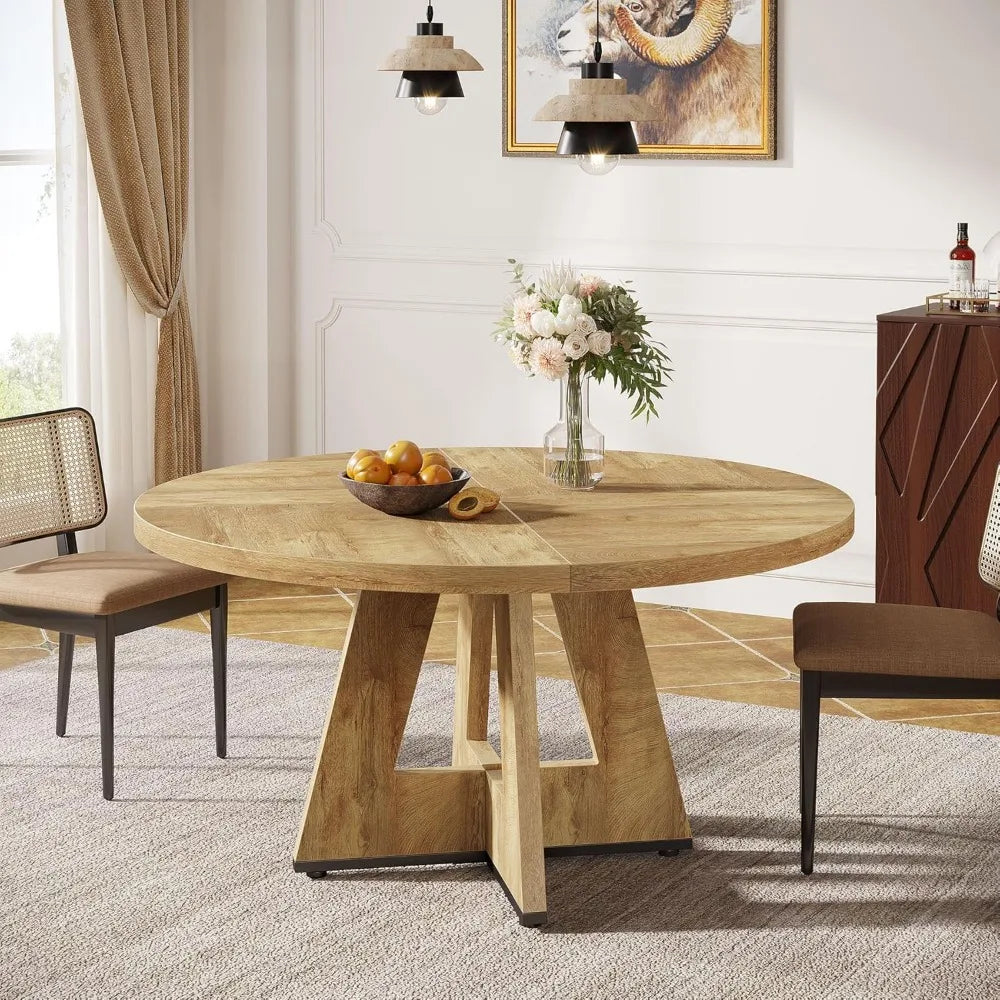 47 Inch Rustic Round Dinner Table for 4